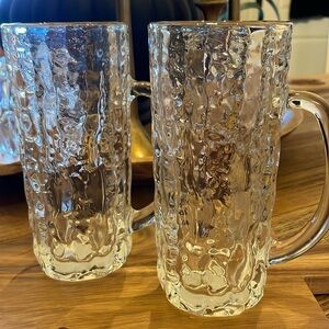 Mikasa Frostfire pair of mugs Wavy Waterfall Crystal tall mugs new with tags